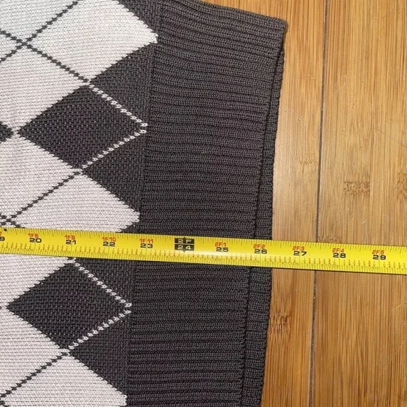 Racer Worldwide Knit Grey/White Argyle Sleeveless Sweater Mens Size Medium - Picture 6 of 6